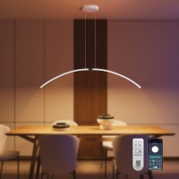 Tinglang Pendant Light, Modern Arc Design Hanging Lamp, 21W Dimmable Led Pendant Light With Remote Control, Chandelier Lighting Fixture For Dining Room Living Room Kitchen, 40.55 In (B - Black)