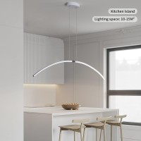 Tinglang Pendant Light, Modern Arc Design Hanging Lamp, 21W Dimmable Led Pendant Light With Remote Control, Chandelier Lighting Fixture For Dining Room Living Room Kitchen, 40.55 In (B - Black)