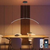 Tinglang Pendant Light, Modern Arc Design Hanging Lamp, 21W Dimmable Led Pendant Light With Remote Control, Chandelier Lighting Fixture For Dining Room Living Room Kitchen, 40.55 In (A - White)