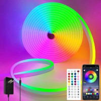 Vimeepro 164Ft Led Neon Rope Lights Music Sync Ip65 Waterproof Flexible Led Rope Lights 44Key Remoteapp Control Outdoor Rgb Ne