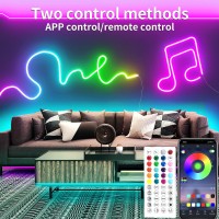 Vimeepro 328Ft Led Neon Rope Lights Music Sync Ip65 Waterproof Flexible Led Rope Lights 44Key Remoteapp Control Outdoor Rgb Ne