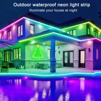 Vimeepro 328Ft Led Neon Rope Lights Music Sync Ip65 Waterproof Flexible Led Rope Lights 44Key Remoteapp Control Outdoor Rgb Ne