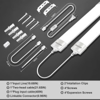 Invovni Linkable Led Tube Light,Led In Under-Counter Light Fixtures, 2Ft/18W,Ip66 Waterproof Plug In Ceiling Light,5000K For Outdoor Shop,Garage,Car Wash,And Closet,Plug And Switch Included(2Pcs)