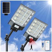 Waitscher Solar Street Light Outdoor Motion Sensor Light With App 2500W 300000Lm Waterproof Flood Light Dusk To Dawn 2 Packs