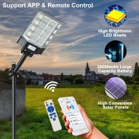 Waitscher Solar Street Light Outdoor Motion Sensor Light With App 2500W 300000Lm Waterproof Flood Light Dusk To Dawn 2 Packs