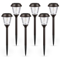 Xmcosy+ Solar Lights Outdoor Waterproof - 6 Pack Solar Lights Outside, Auto On/Off 10-25 Lm Glass Stainless Steel, Led Lights Decorative For Yard Garden Lawn Driveway Sidewalk Walkway (Warm White)