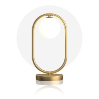 Qepeety Brass Table Lamp Gold Glass Globe Table Desk Lamp Nightstand Lamp Oval-Shape Modern Nightstand Night Lamp For Room Home Office Desk Dorm Study (Height 14.2