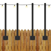 4Pcs Suspension String Light Poles Outdoor Metal String Light Poles For Hanging String Light Patio Light Post Mounting Stand Backyard Deck Light Pole For Indoor Outdoor Wall Fence Garden