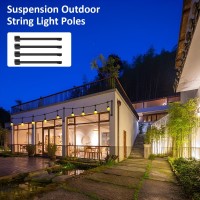 4Pcs Suspension String Light Poles Outdoor Metal String Light Poles For Hanging String Light Patio Light Post Mounting Stand Backyard Deck Light Pole For Indoor Outdoor Wall Fence Garden