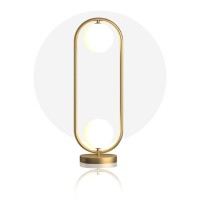 Qepeety 2-Light Glass Table Lamp Gold Brass Desk Lamp With Plug-In Cord, Mid Century Modern Reading Lamp Nightstand Lamp For Living Room Bedroom Office (Height 19.7