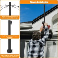 Foribyw 4Pcs String Light Poles Metal Outdoor String Light Hanging Poles With Hooks 17Inch Patio Light Post Mounting Stand Deck Light Pole For Indoor Outdoor Backyard Wall Fence