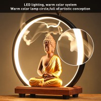 Faykes Buddha Statue Zen Sculpture With Led Ring Light And 50 Fragrant Yoga Garden Decorations, Meditation Buddha Statue Decorative Statue For Courtyard Lawn Decoration