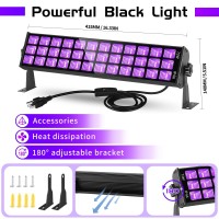 Shgpoda 4 Pack 72W Black Light Bar Ip66 Waterproof Led Blacklight With Plugswitch5Ft Cord Black Lights For Glow Party Black