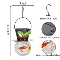 Viveta Snowman Solar Lantern Solar Lanterns Outdoor Waterproof Christmas Lantern Crackle Glass Hanging Solar Lantern For Garde