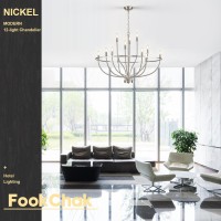 Fookchak Nickel Chandelier 6Light Dining Room Chandelier For Bedroom Living Room Entryway Kitchen 28In E12