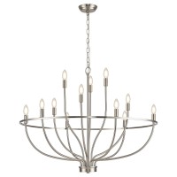 Fookchak 12 Light Brushed Nickel Chandelier 36Inch Nickel Living Room Light Fixture Large Foyer Candle Chandelier For High Ceil