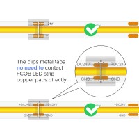 Btflighting Fcob Cob 50Pcs 10Mm 039In Transparent Connector Support Fcob 10Mm Width 2 Pin V V Single Color Led Strip Corner