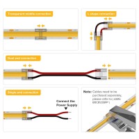 Btflighting Fcob Cob 50Pcs 10Mm 039In Transparent Connector Support Fcob 10Mm Width 2 Pin V V Single Color Led Strip Corner