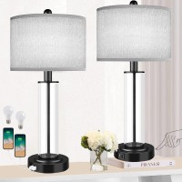 Table Lamps For Bedrooms Set Of 2 26 Tall Glass Bedside Table Lamp With Dual Usb Charging Ports Touch Bedroom Modern Lamps Wi