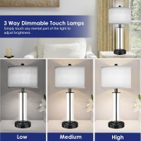 Table Lamps For Bedrooms Set Of 2 26 Tall Glass Bedside Table Lamp With Dual Usb Charging Ports Touch Bedroom Modern Lamps Wi