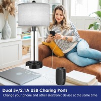 Table Lamps For Bedrooms Set Of 2 26 Tall Glass Bedside Table Lamp With Dual Usb Charging Ports Touch Bedroom Modern Lamps Wi