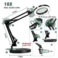 Nerefou Magnifying Glass With Light And Stand 10X Magnifying Lamp 2In1 Magnifying Desk Lamp With Clamp 3 Color Mode Magnif