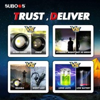 Suboos X50 Pro Led Rechargeable Flashlight Super Bright 15000 Lux Long Lasting Usbc Compact Heavy Duty Tactical 5 Modes