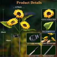 Etre Jeune Garden Lights Solar Powered 3 Pack Solar Outdoor Lights With 9 Bigger Sunflower Waterproof Realistic Solar Flowers L