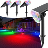 Jsot 600Lumen Halloween Decor Solar Spot Lights 7 Color Changing Solar Outdoor Waterproof Landscape Lights 24Led Christmas Sol