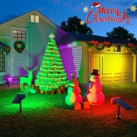 Jsot 600Lumen Halloween Decor Solar Spot Lights 7 Color Changing Solar Outdoor Waterproof Landscape Lights 24Led Christmas Sol