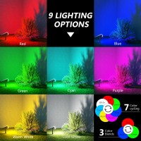 Jsot 600Lumen Halloween Decor Solar Spot Lights 7 Color Changing Solar Outdoor Waterproof Landscape Lights 24Led Christmas Sol