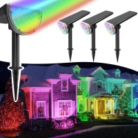 Roshwey Solar Spot Lights Outdoor Color Changing Rgb Solar Spotlights Outdoor Waterproof Outside Led Solar Powered Landscape L