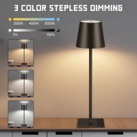 Jcctc Cordless Table Lamp,Portable Led Desk Lamp,Outdoor 5000Mah Battery Operated Table Lampwaterproof,3Colorsteplessdimmingup,Forrestaurant/Bedroom/Bars/Party/Camping/Coffee Shop/Night Light(2Pack)