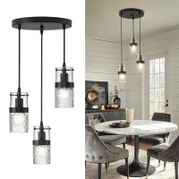 Lms Black 3Light Pendant Fixtures Adjustable Kitchen Hanging Light Fixture Cluster Pendant Lights Lms188