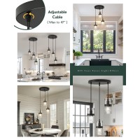 Lms Black 3Light Pendant Fixtures Adjustable Kitchen Hanging Light Fixture Cluster Pendant Lights Lms188