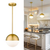 Lms Modern Pendant Lighting Gold Globe Pendant Light Fixture Mid Century Chandelier One Light Hanging Fixture For Kitchen Islan