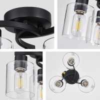 Semi Flush Mount Ceiling Light 3 Light Ceiling Light Fixtures Black Kitchen Lighting Fixtures Ceiling Mount With Clear Glass S