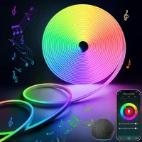 Lamomo Led Strip Lights, 16.4Ft Rgb Neon Led Lights For Bedroom, 12V App Control Music Sync Color Changing Rope Light Work With Alexa, Waterproof Flex Neon Sign For Indoor Decor(Without Power Adapter)