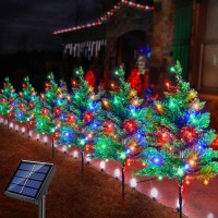 Windpnn Upgraded 6-Pack 120 Led Solar Christmas Garden Stake Lights, Outdoor Waterproof Solar Xmas Tree Yard Stake Christmas Pathway Lights For Christmas Decorations Garden Yard Lawn Pathway (8 Modes)