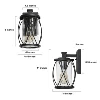 Black Outdoor Light Fixture, Farmhouse Porch Light Waterproof Exterior Wall Light, 2 Pack Outdoor Wall Sconce Lighting Clear Glass For Front Door, Patio, Garden, Yard