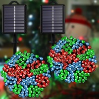 Yaozhou Solar Christmas Lights Outdoor Waterproof Decorations Red White Green Fairy String Lights 2Pack Total 400Led 144Ft Wit