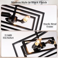 Sucolite 3Light Farmhouse Semi Flush Mount Ceiling Light Fixture Rustic Vintage Ceiling Lighting Black Metal Industrial Ceili