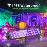 Pizhlo 2 Pack 76W 108 Leds Black Light Bar Ip66 Waterproof Blacklight Flood Light With Switchplug5Ft Cord Light Up 1300Ft Fo