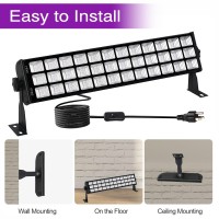 Pizhlo Upgraded 76W 108 Leds Black Light Bar Ip66 Waterproof Blacklight Flood Light With Switchplug5Ft Cord Light Up 1300Ft