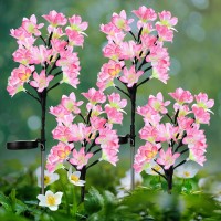 Maggift Solar Flower Lights 4 Pack Solar Powered Garden Lights Outdoor 20 Led Waterproof Changing Flower Lights Landscape Stake