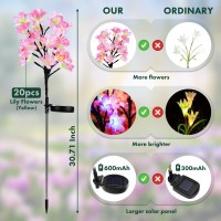 Maggift Solar Flower Lights 4 Pack Solar Powered Garden Lights Outdoor 20 Led Waterproof Changing Flower Lights Landscape Stake