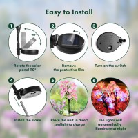 Maggift Solar Flower Lights 4 Pack Solar Powered Garden Lights Outdoor 20 Led Waterproof Changing Flower Lights Landscape Stake