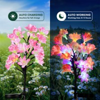 Maggift Solar Flower Lights 4 Pack Solar Powered Garden Lights Outdoor 20 Led Waterproof Changing Flower Lights Landscape Stake