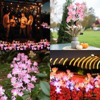 Maggift Solar Flower Lights 4 Pack Solar Powered Garden Lights Outdoor 20 Led Waterproof Changing Flower Lights Landscape Stake