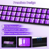 72W Black Light Bar Ip66 Waterproof Led Blacklight With Plugswitch5Ft Cord Outdoor Black Lights With 108 Leds Light Up 900